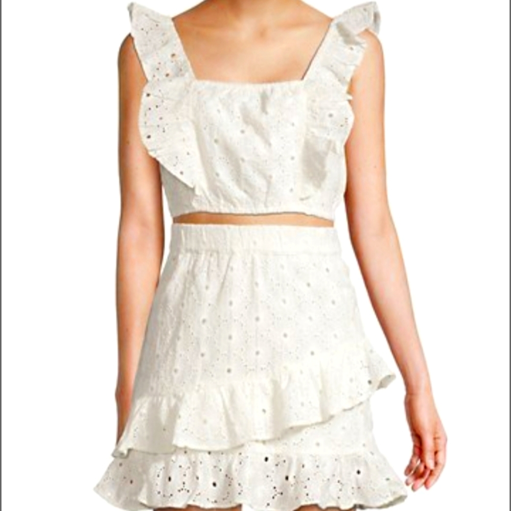 Avec Les Filles Crop Top & Mini Skirt Set Size S
